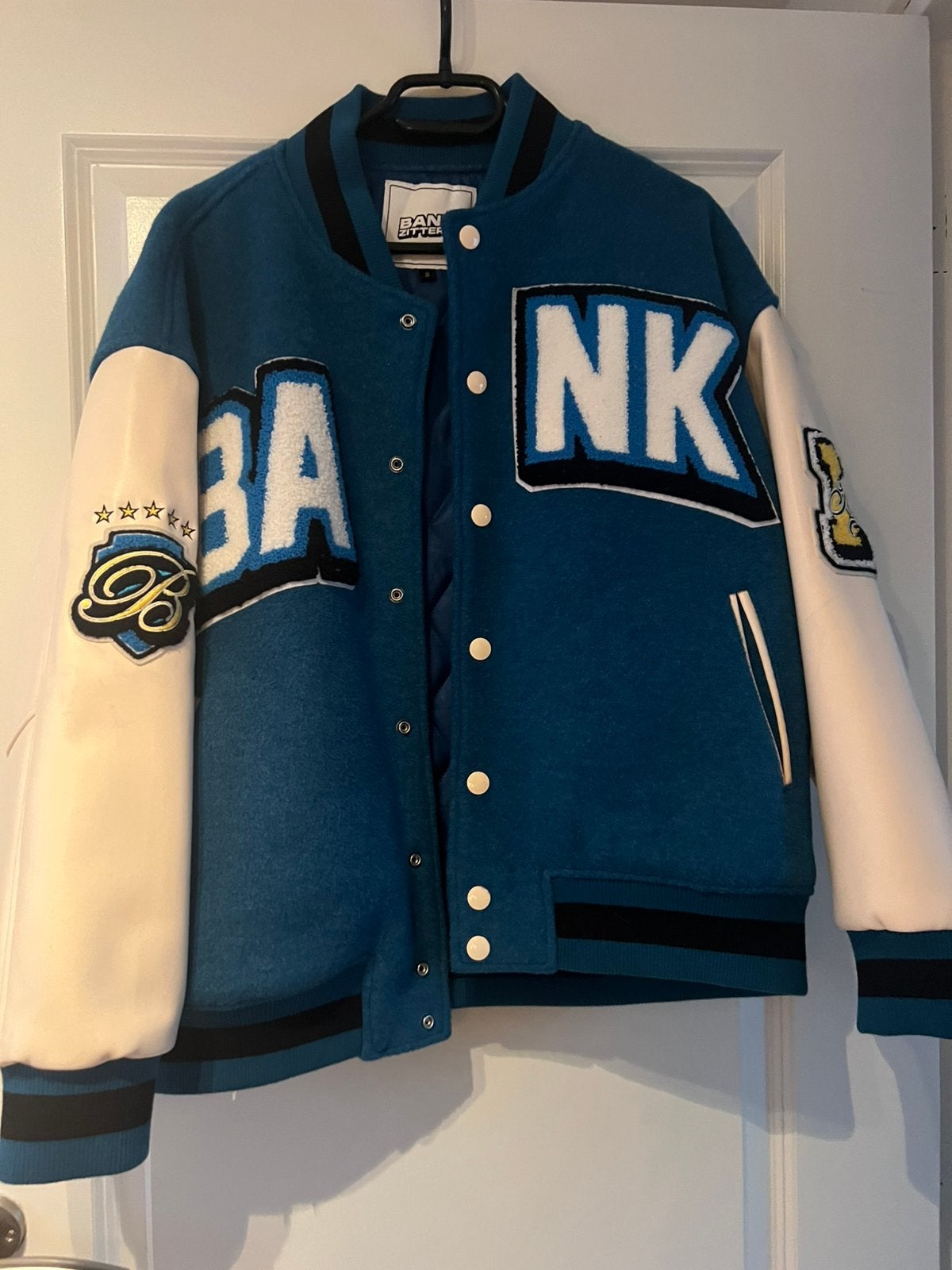 Bankzitters jas, Ophalen of Verzenden, Gedragen, Maat 46 (S) of kleiner, Blauw
