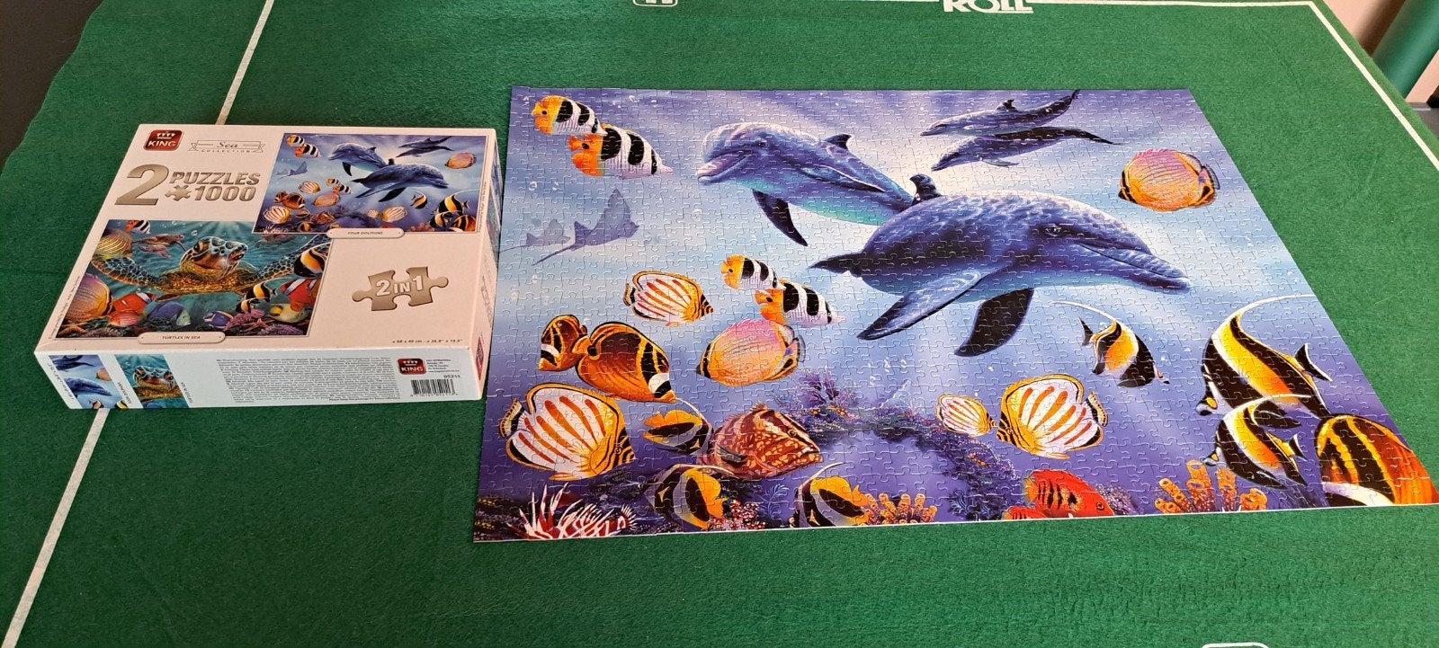 2 puzzels van 1000 stukjes van King.
Dolfijnen en schildpad., Ophalen of Verzenden, Zo goed als nieuw