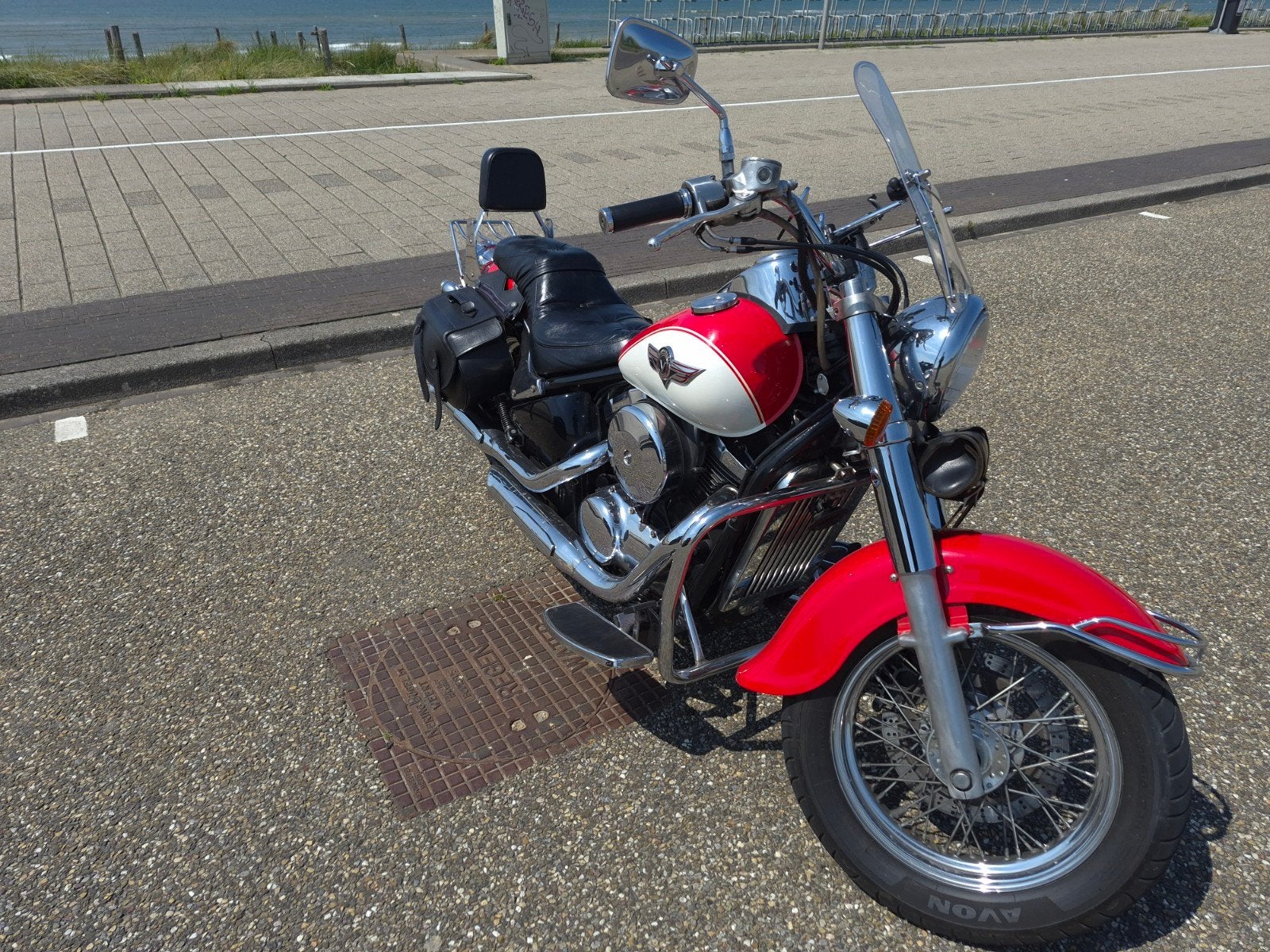 Kawasaki VN 800 Classic Chopper - Rood/Wit, Motoren, 2 cilinders, Particulier, Meer dan 35 kW, Handgeschakeld