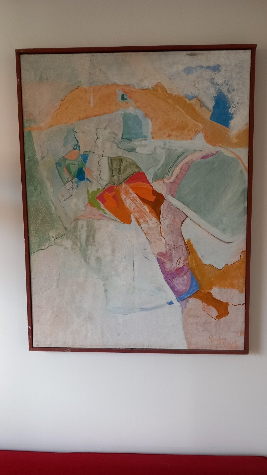 Abstract schilderij Gustav Meist, 1968, 75x100 cm, Ophalen