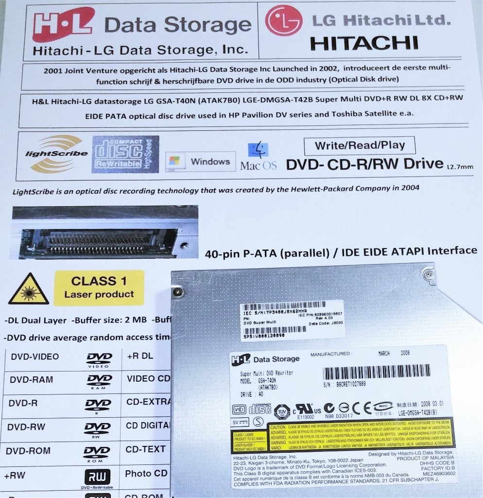 HP Hitachi-LG GSA-T40N DVD brander HP DV9000 HP 448005-001