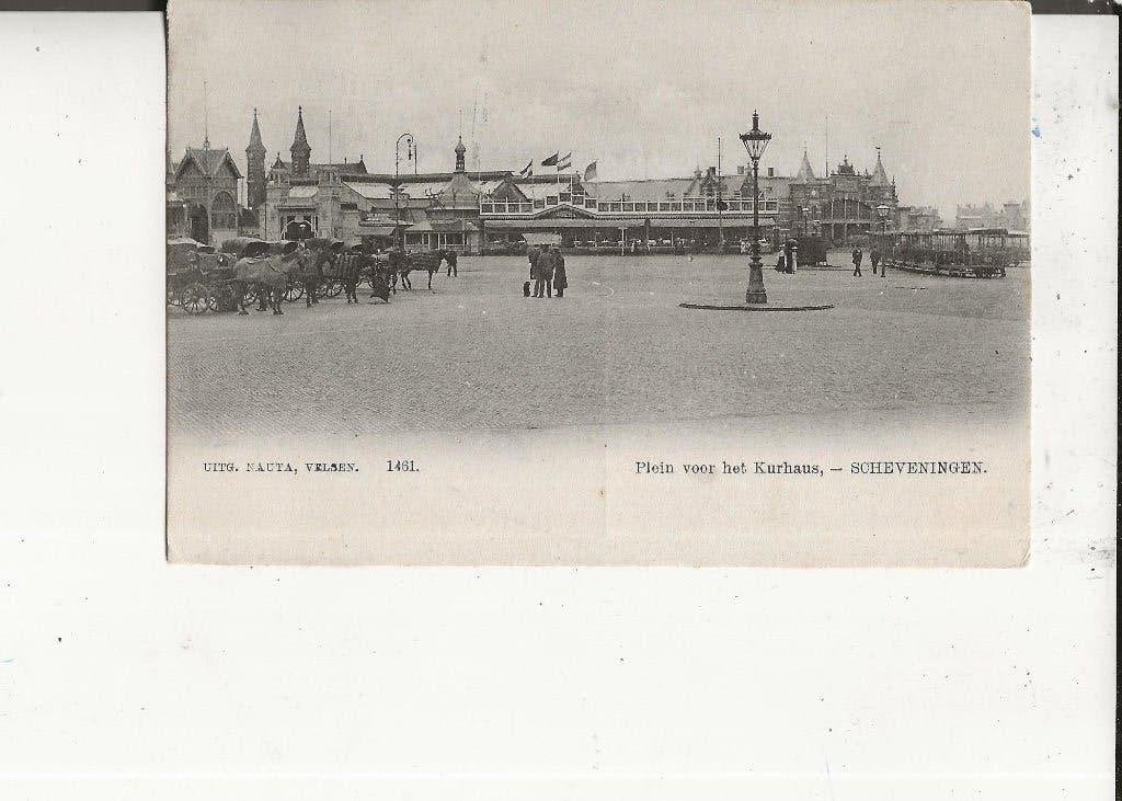 Scheveningen Plein voor het Kurhaus met stoomtram Nauta, Verzamelen, Ophalen of Verzenden, Voor 1920, Gelopen, Zuid-Holland