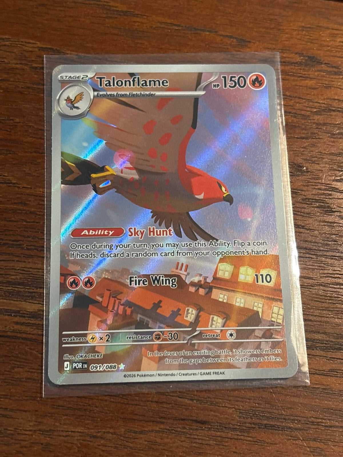 Talonflame 091/088 Pokémon kaart - Perfecte staat, Ophalen of Verzenden, Zo goed als nieuw, Losse kaart, Foil
