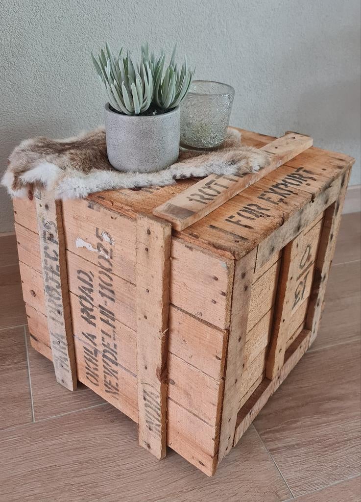 Houten kist salontafel / bijzettafel, Ophalen, 50 tot 100 cm, 50 tot 100 cm, Minder dan 50 cm
