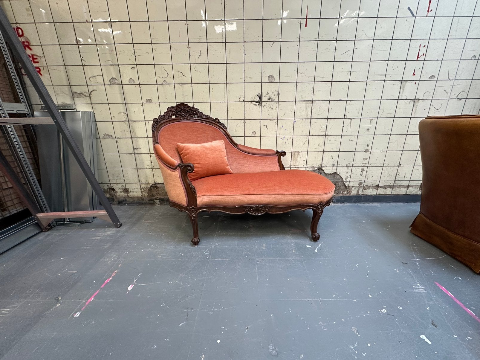 Prachtige vintage chaise loungue, Huis en Inrichting, Ophalen, Hout, Eenpersoons, 75 tot 100 cm