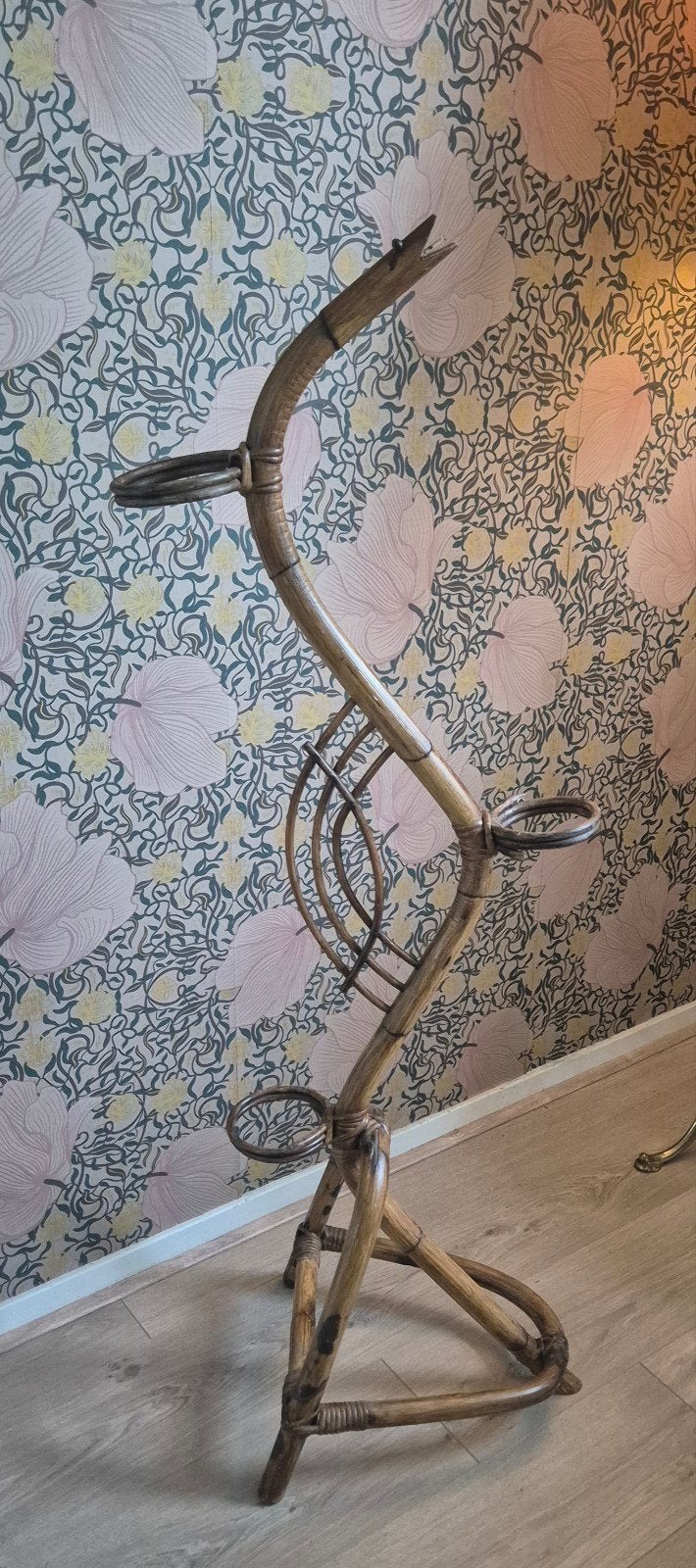 Vintage bamboe plantenstandaard, Zo goed als nieuw, Minder dan 100 cm, Hout, Ophalen