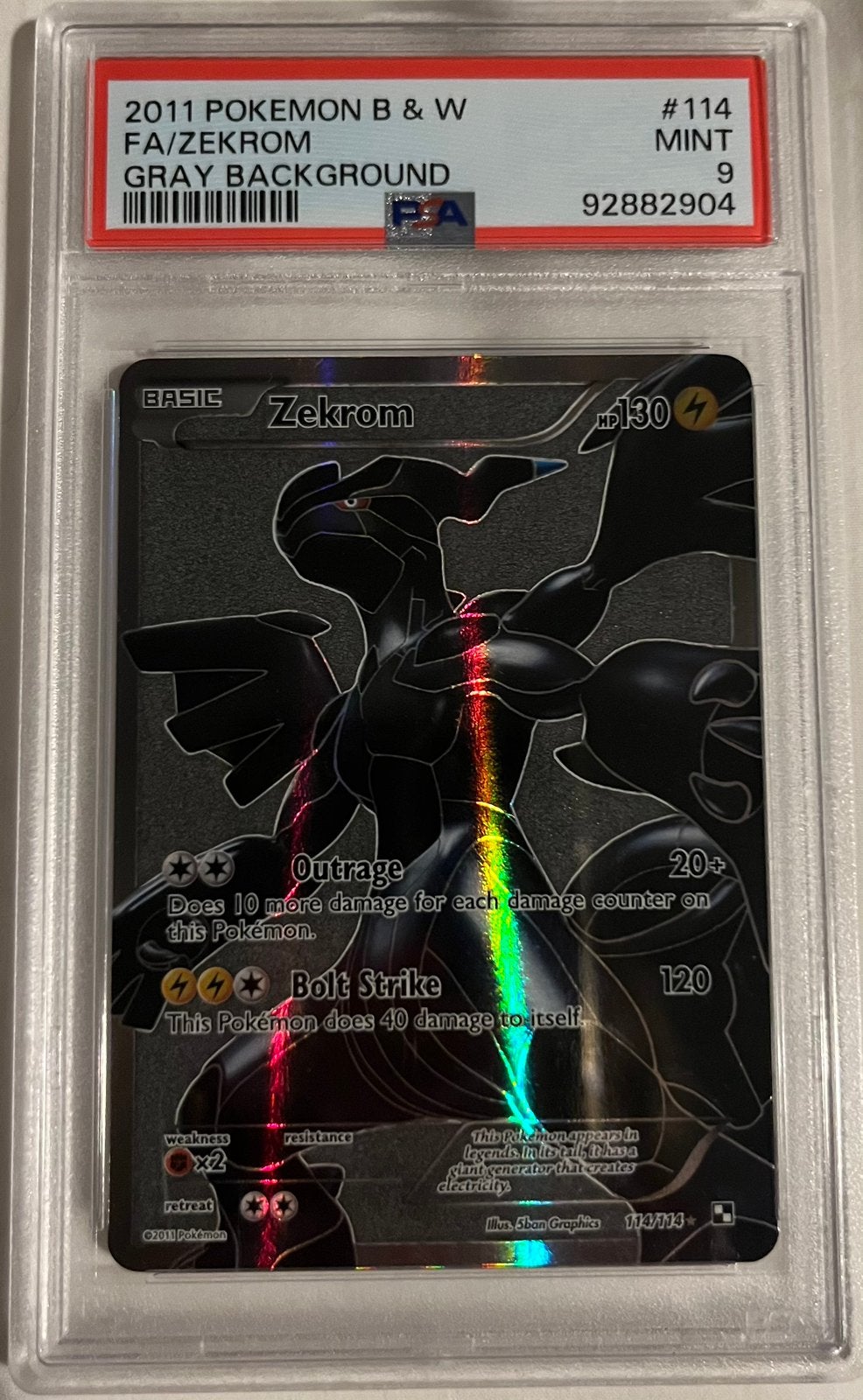 PSA 9 2011 Pokemon Black & White Full Art / Zekrom #114, Ophalen, Zo goed als nieuw