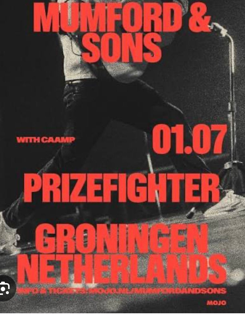 4 x Mumford & Sons GRONINGEN 1 JULI | FRONT STAANPLAATSEN, Twee personen, Juli