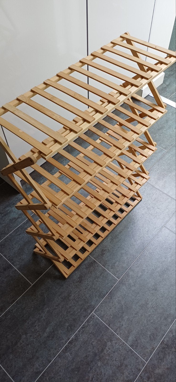 Inklapbaar houten schoenenrek, Ophalen, Gebruikt