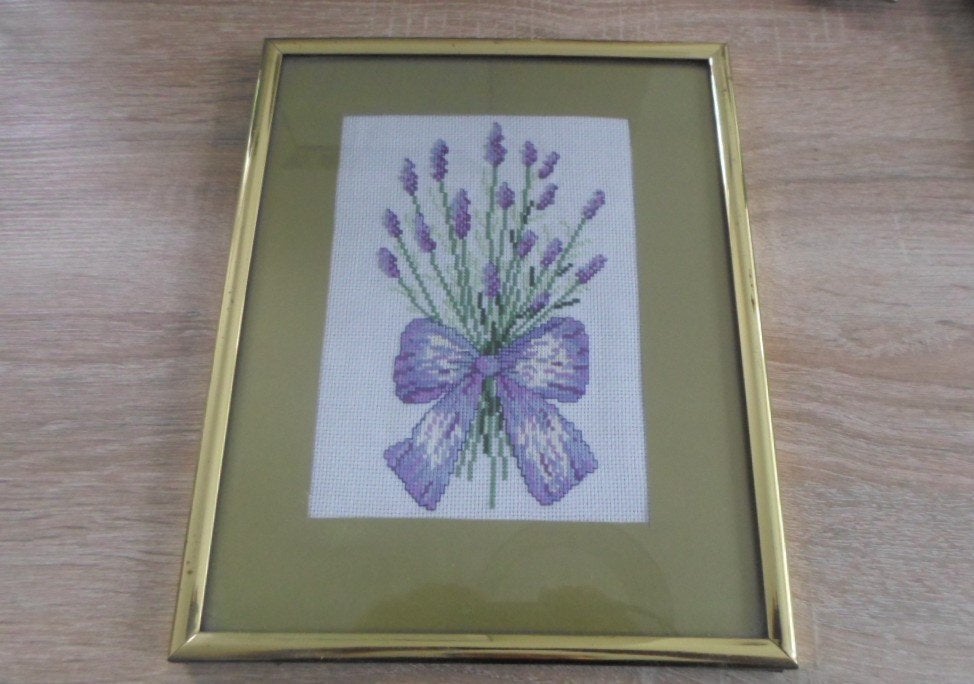 geborduurd lavendel (25 X 20 ), Ophalen of Verzenden, Gebruikt, Overige typen
