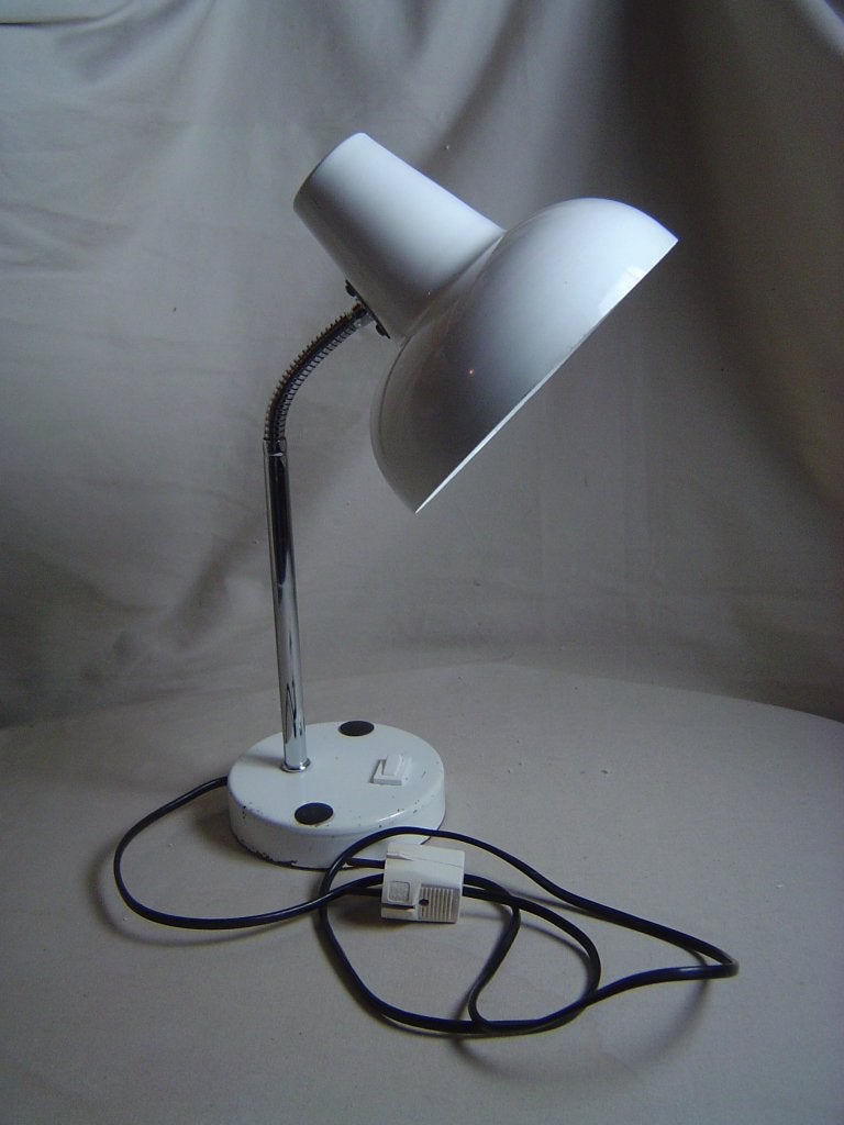 Vintage wit metalen bureaulamp Hema jaren 70, Ophalen of Verzenden, Gebruikt, Metaal