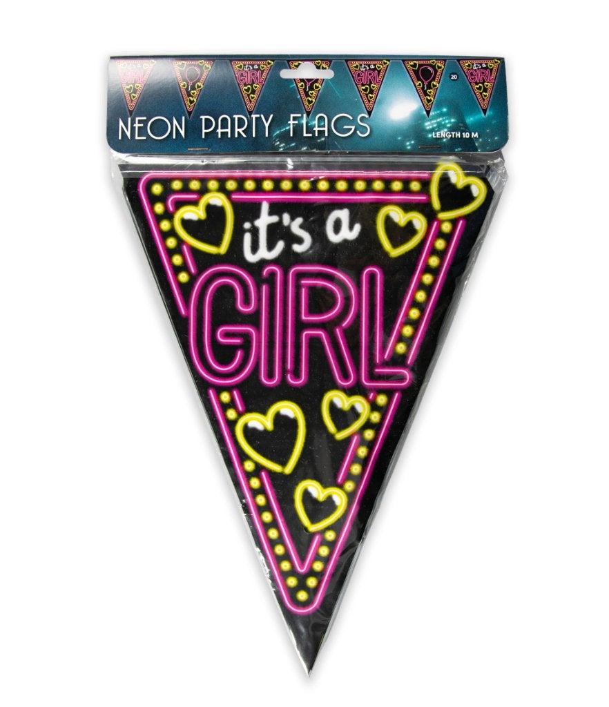 Vlaggenlijn neon – it’s a girl (7012920), Versiering, Info@all4funbaarlo.nl, A, Nieuw