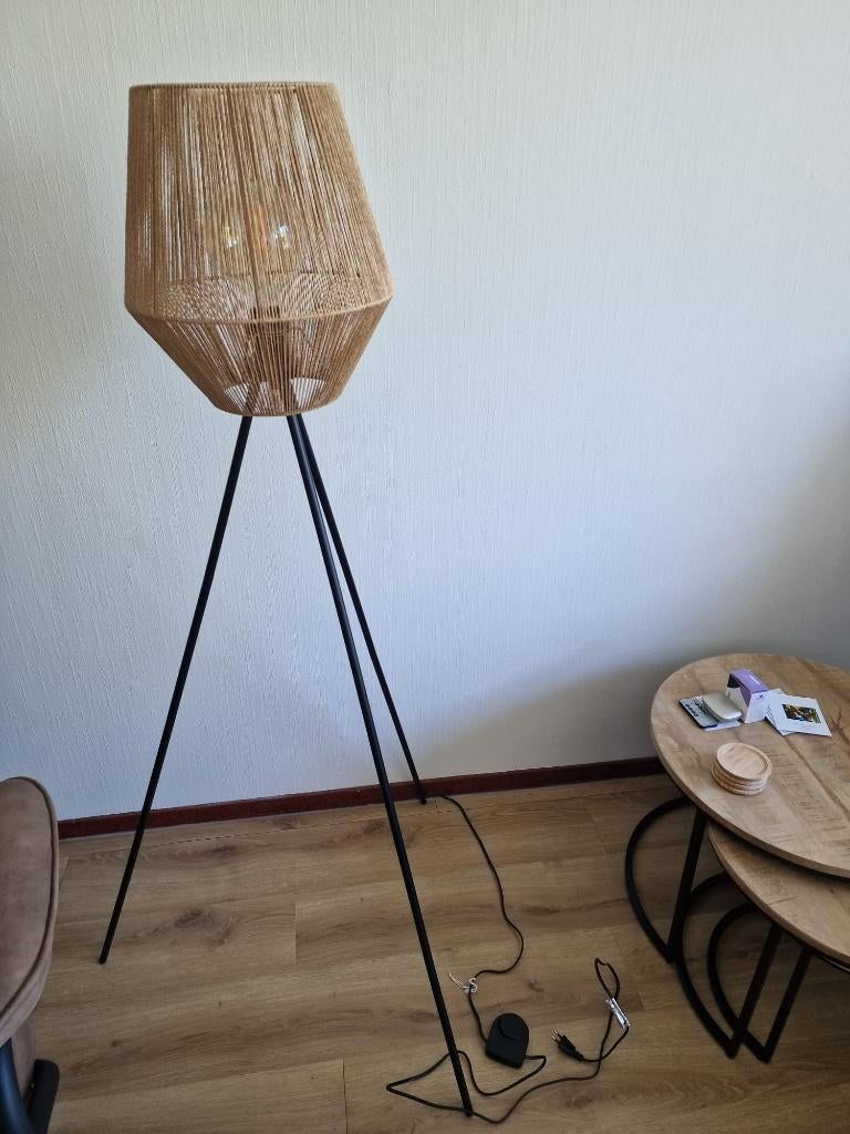 Staande lamp met rotan kap, Ophalen, Zo goed als nieuw, 150 tot 200 cm