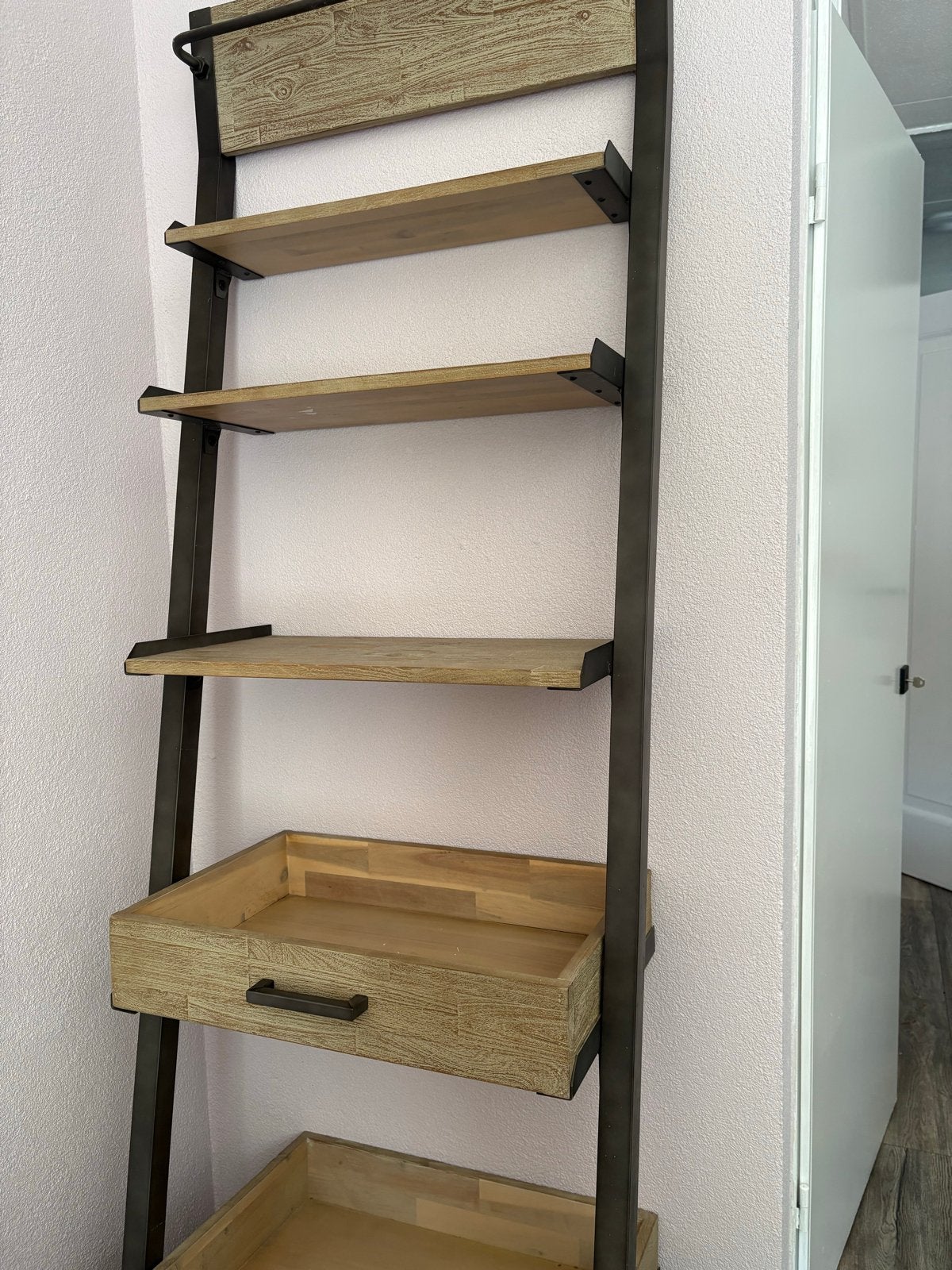 Industriële wandrek met lades en planken, Ophalen, Gebruikt, Minder dan 150 cm, Met lade(s)