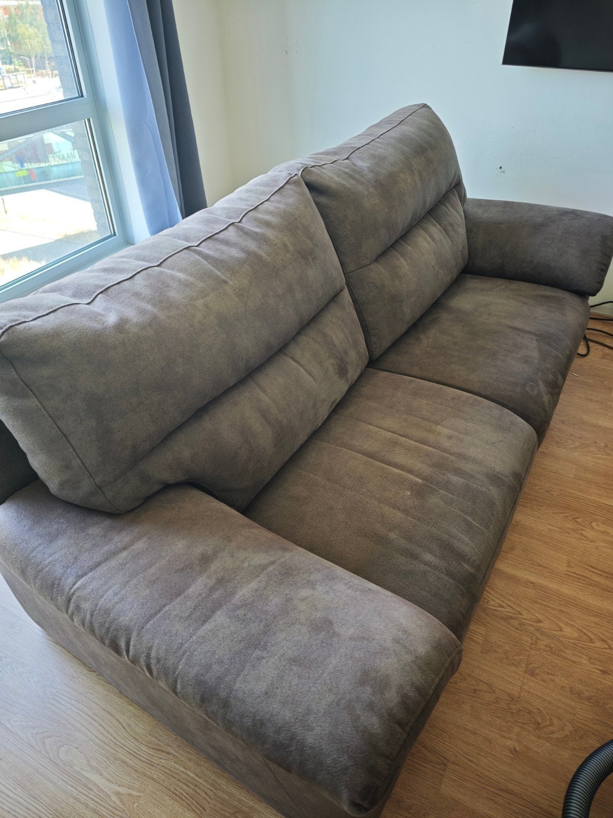 Zeer comfortabele bruin/grijze 2-zitters bank, Ophalen, Gebruikt