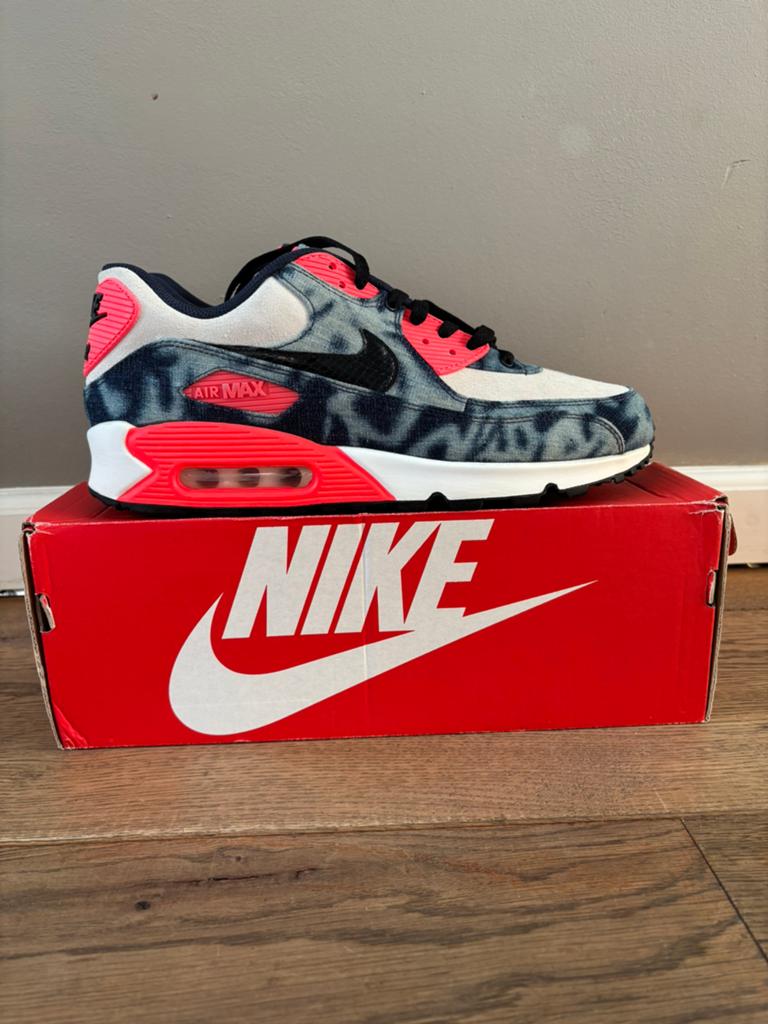 Nike Air Max 90 Atmos Denim DNM QS 45 (deadstock), Blauw, Nieuw, Ophalen of Verzenden, Sneakers of Gympen