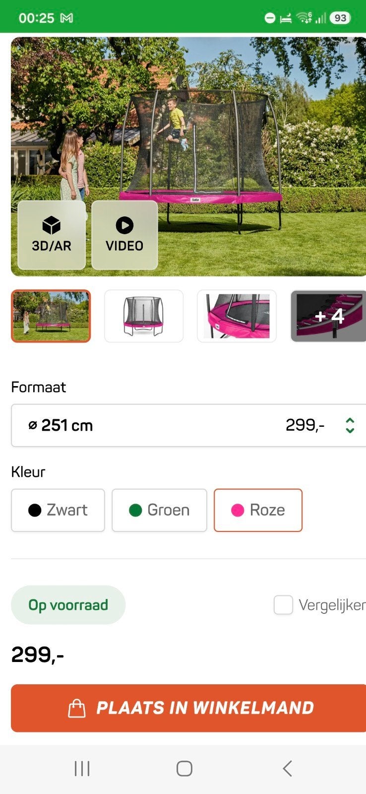 1 jaar oud! Salta Trampoline met Veiligheidsnet - Roze, Ø 2, Ophalen, Zo goed als nieuw