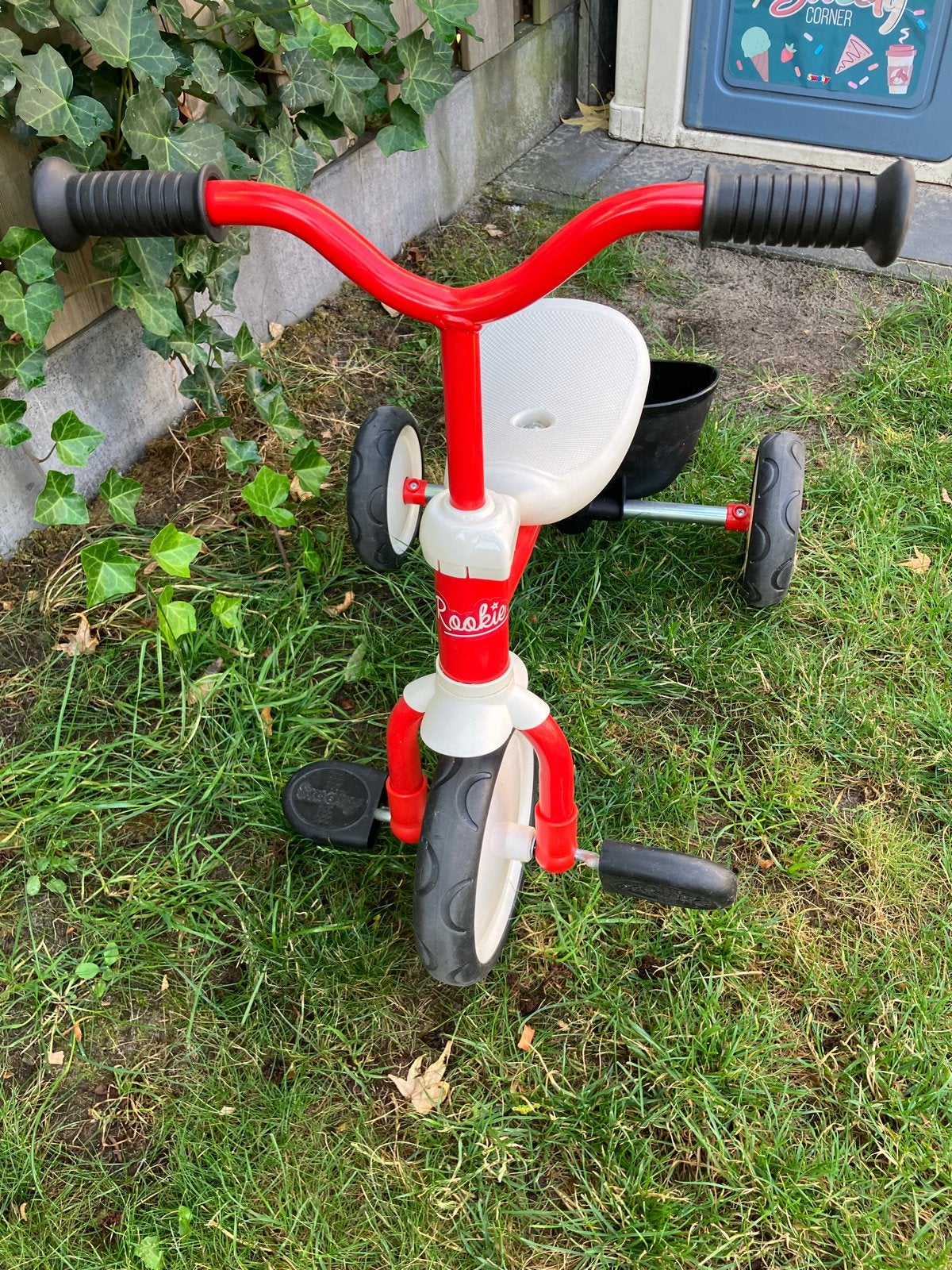 Smoby driewieler rood/wit (Rookie), Ophalen, Gebruikt, Trapvoertuig