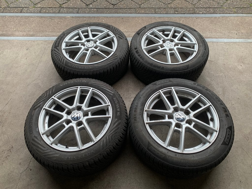 VW GOLF 5/6/7/8 CADDY A3 LEON VELGEN + 4S BANDEN 205 55 R16, Gebruikt, 16 inch, ., Banden en Velgen
