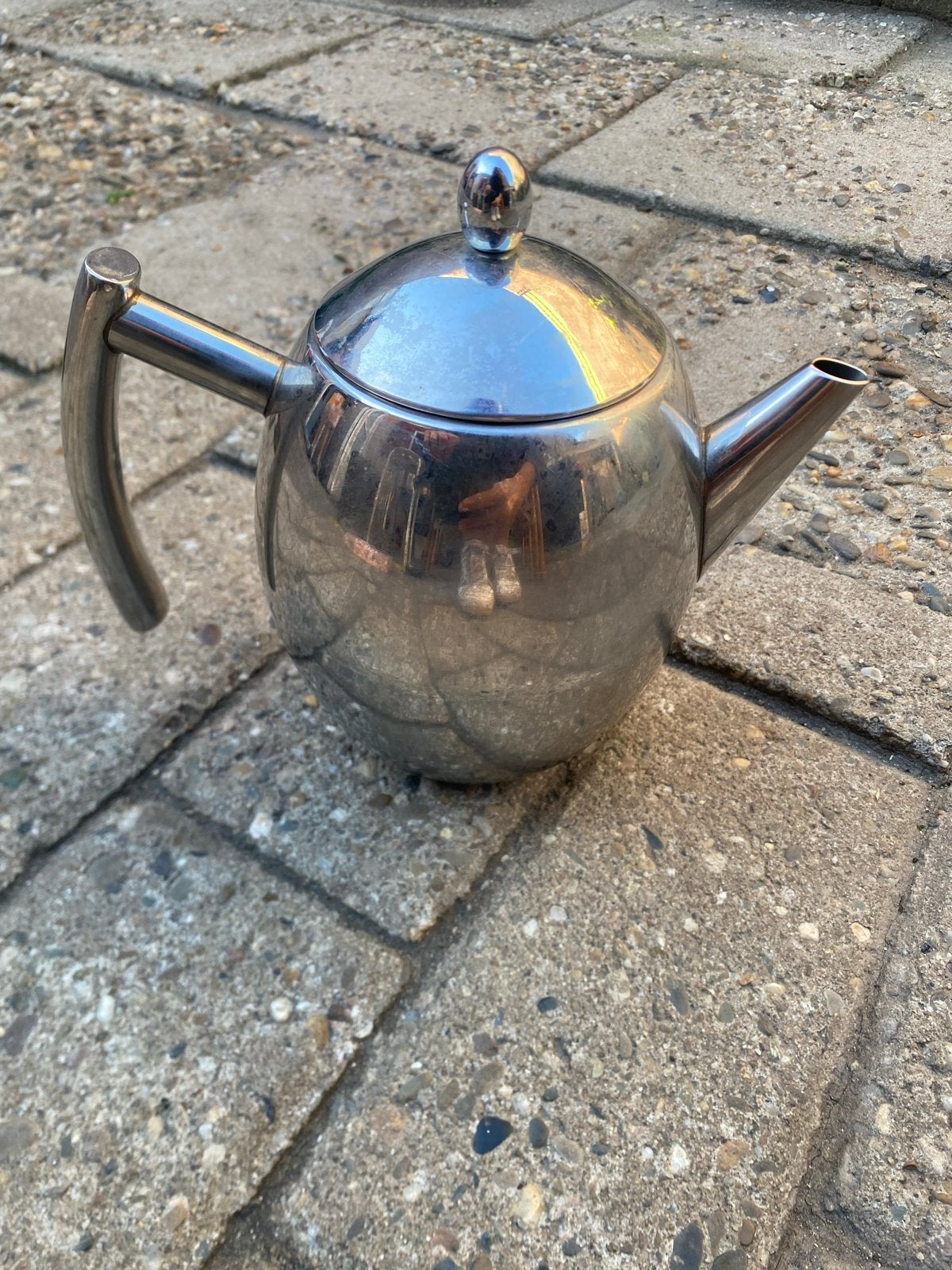 Stijlvolle roestvrijstalen theepot - Gebruikt, Theepot/fluitketel, Gebruikt, Zilver, Ophalen of Verzenden
