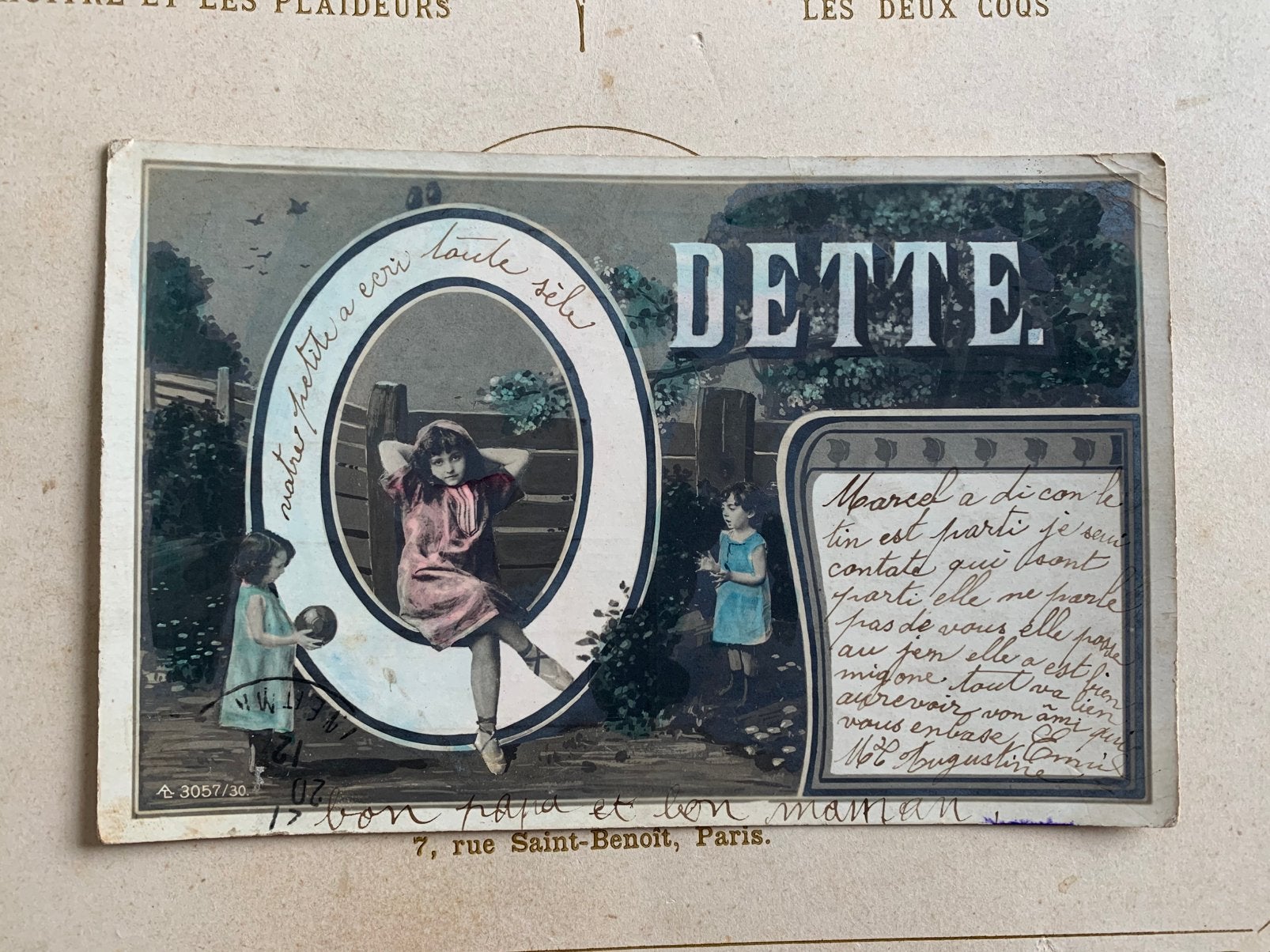 Kaart met naam : Odette (LE), Ophalen of Verzenden, Voor 1920, Gelopen, Kinderen