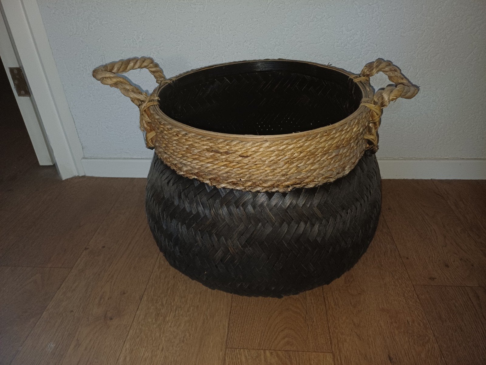 Grote rieten bloemmand met handvatten, 34x45 cm, Huis en Inrichting, Woonaccessoires | Schalen en Manden, Ophalen, Rechthoekig