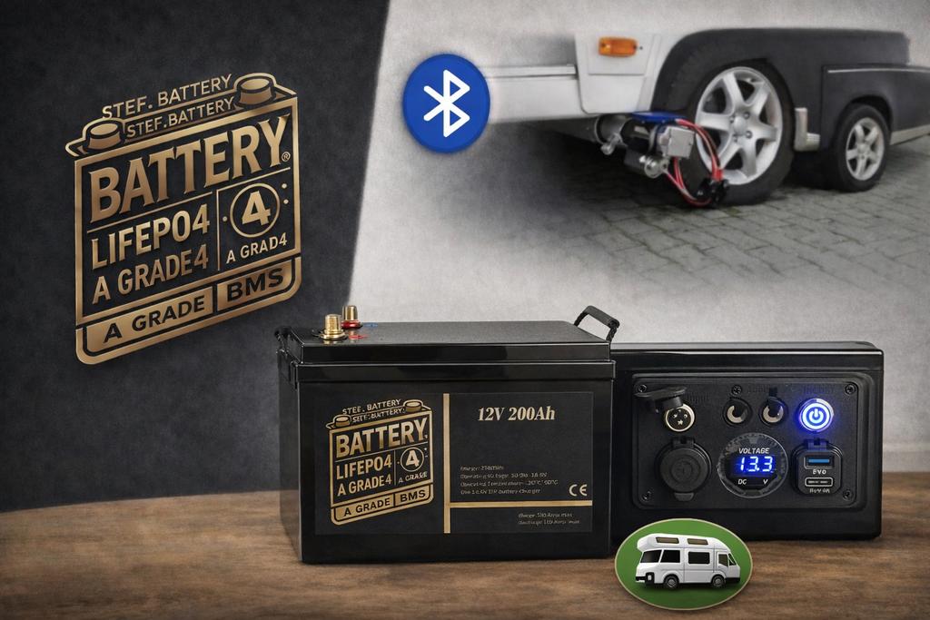 12 Volt 200Ah LiFePo4 Accu met LCD scherm   5 jaar ERVARING, Caravans en Kamperen, Ophalen of Verzenden, Nieuw