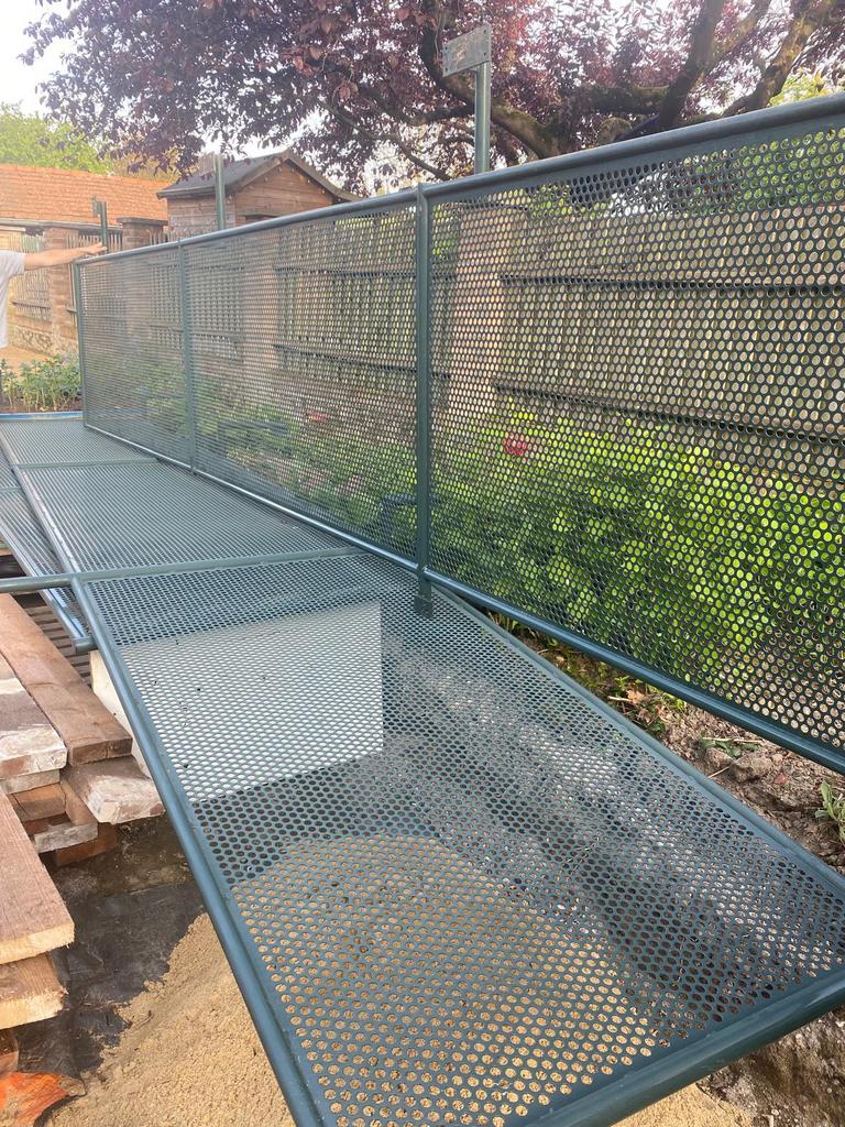 Terras afrastering/hekwerk poedercoat, Ophalen, Met poort, Overige typen, Zo goed als nieuw