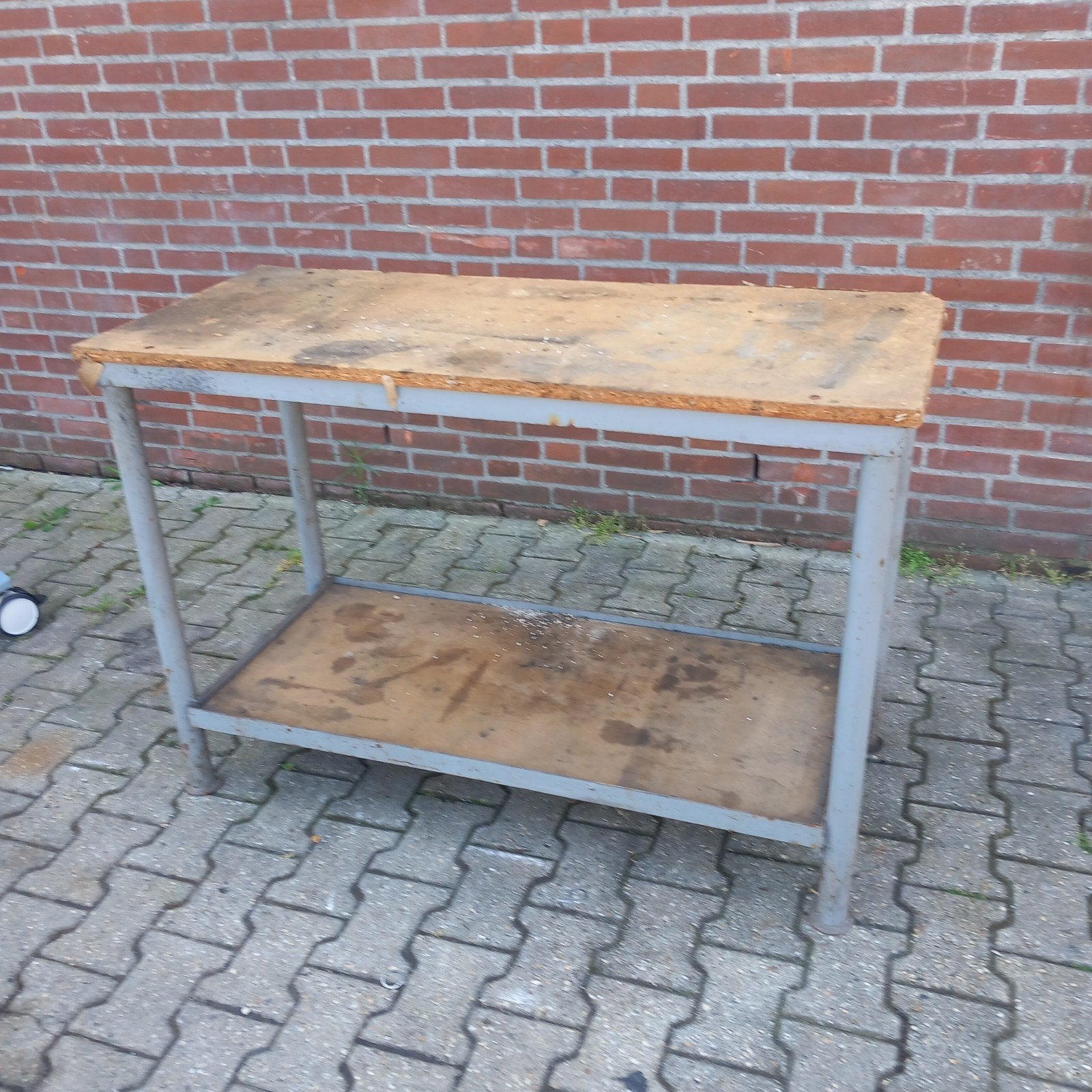 vintage werktafel werkbank 125cm x 52cm x 84cm hoog, Ophalen
