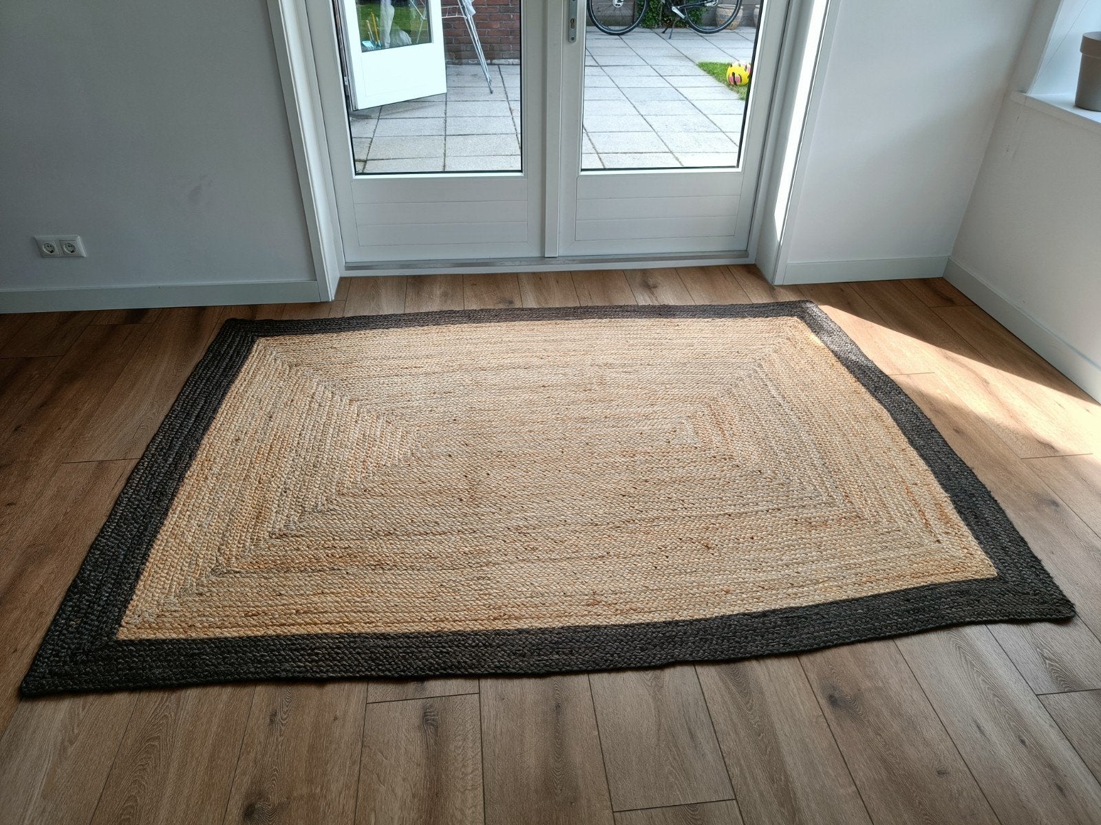 Jute Vloerkleed Rechthoek Naturel/Antraciet. 160 x 230 cm, Beige, 150 tot 200 cm, 200 cm of meer, Ophalen of Verzenden