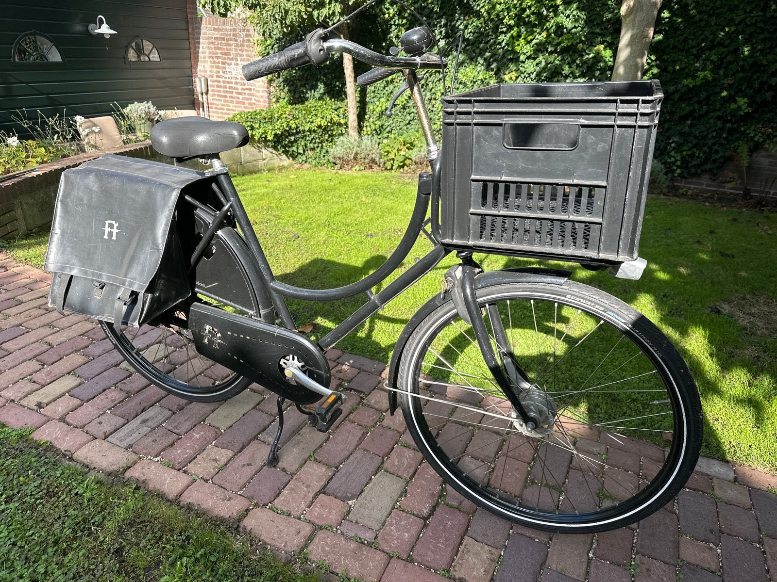 Fietsfabriek Transportfiets met Krat en Fietstassen, Trommelrem, Ophalen, Overige merken, 53 tot 56 cm