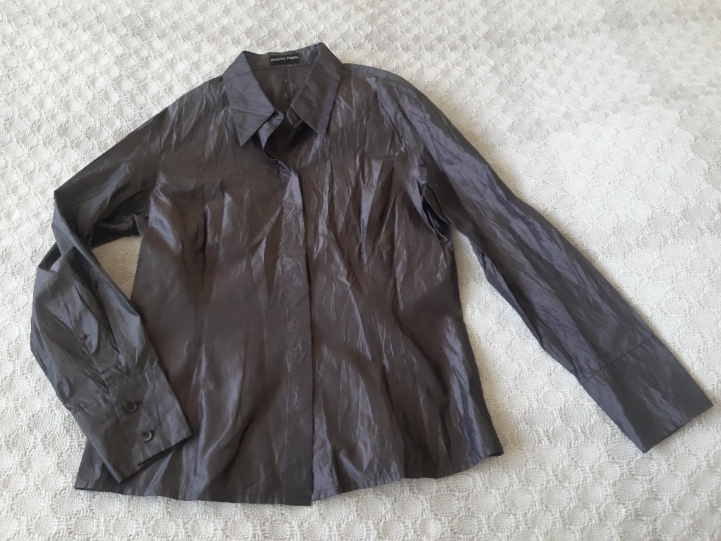 prachtige bruine glans blouse Blacky Dress maat L, Blacky Dress, Bruin, Zo goed als nieuw, Ophalen