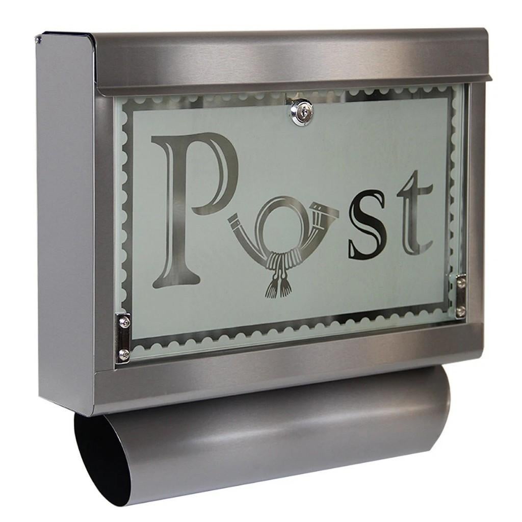 rvs brievenbus met veiligheidsglas"post", Www.helo24.eu, Verzenden, Wandbrievenbus, Nieuw