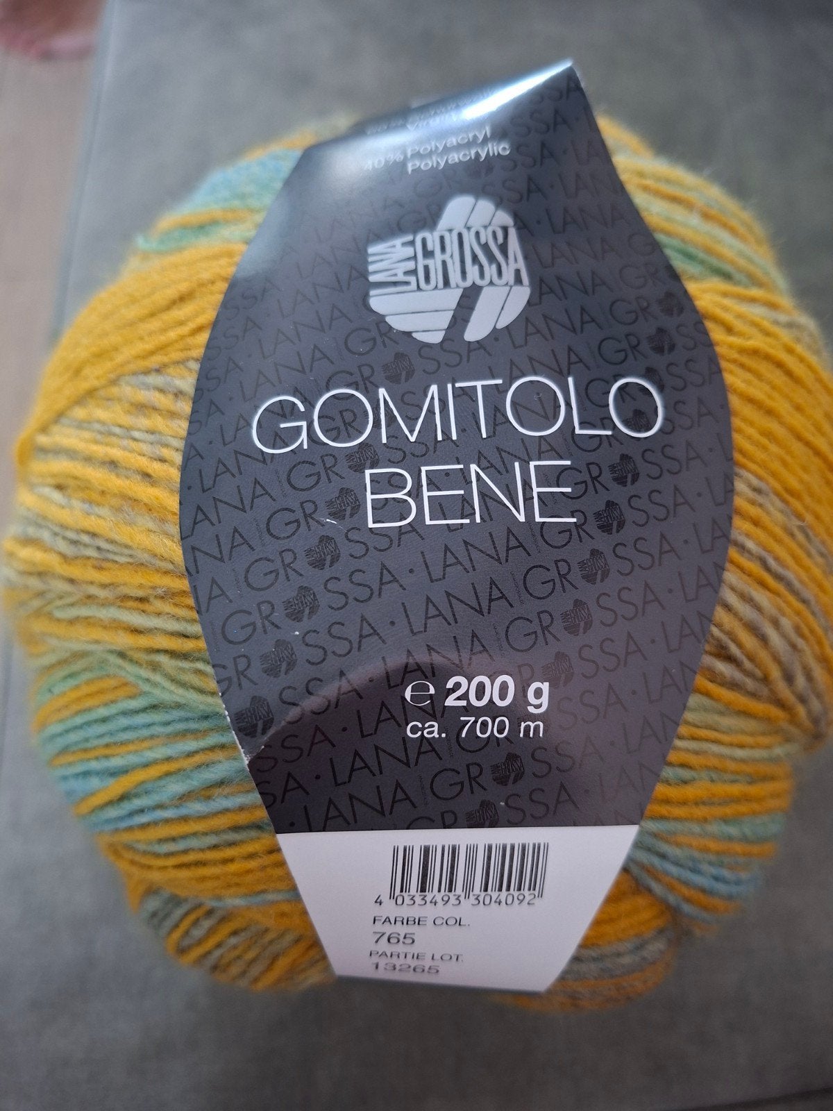 Lana Grossa, Gomitol Bene wol garen 200g - Geel/Blauw/Grijs, Ophalen of Verzenden, Nieuw, Breien of Haken, Wol of Garen