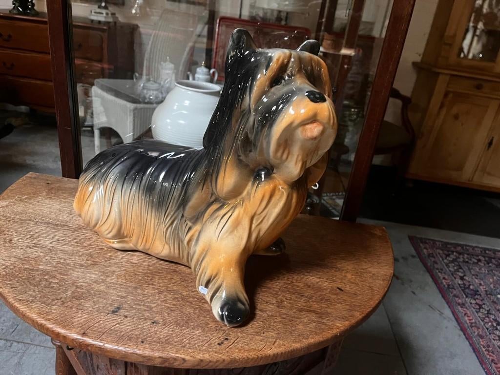3) vintage keramiek beeld van een Yorkshire Terrier, Ophalen of Verzenden, Gebruikt, Dier