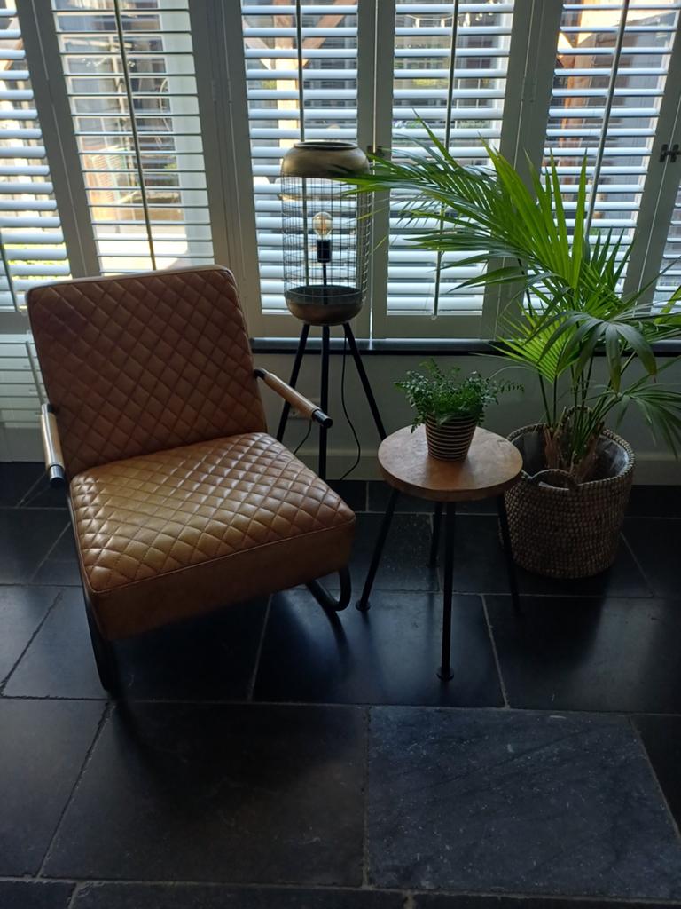 Fauteuil van leer, Huis en Inrichting, Fauteuils, Minder dan 75 cm, Leer, Ophalen of Verzenden, Zo goed als nieuw