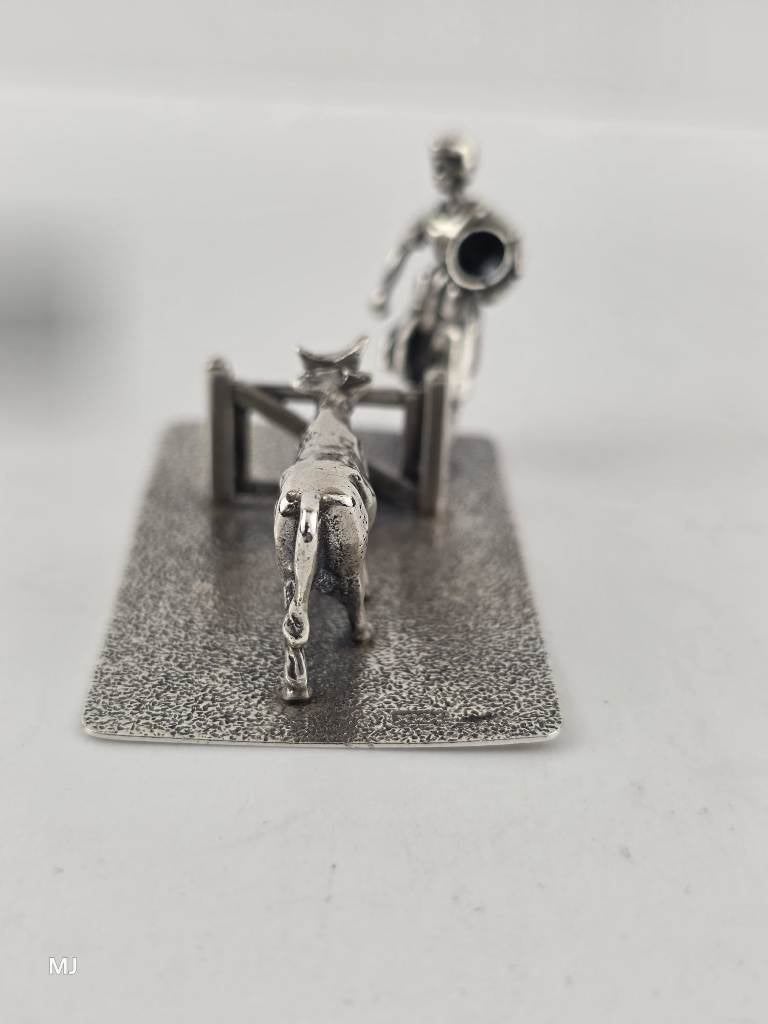 Zilveren miniatuur Boerin met koe                       Z212, Ophalen of Verzenden, Zilver