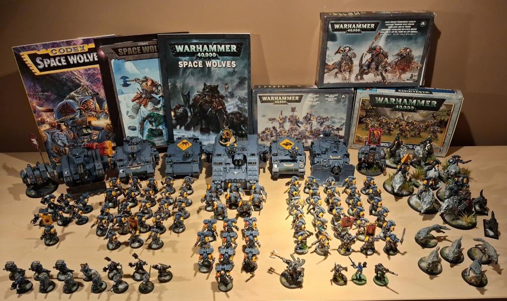 Warhammer 40K Space Wolfs Leger COMPLEET GESCHILDERD!, Hobby en Vrije tijd, Ophalen, Gebruikt, 1:35 tot 1:50, Figuur of Figuren