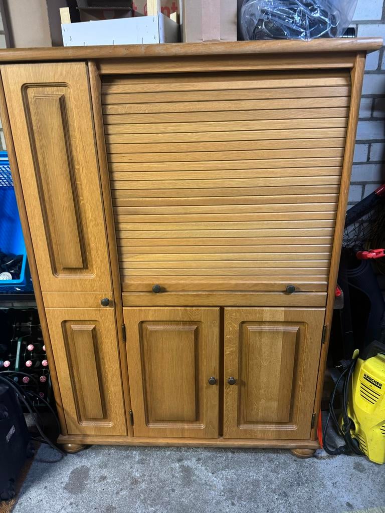 Houten computerkast met rolluik en opbergruimte izgs, Huis en Inrichting, Kasten | Computermeubels, Ophalen, Gebruikt, 70 tot 120 cm
