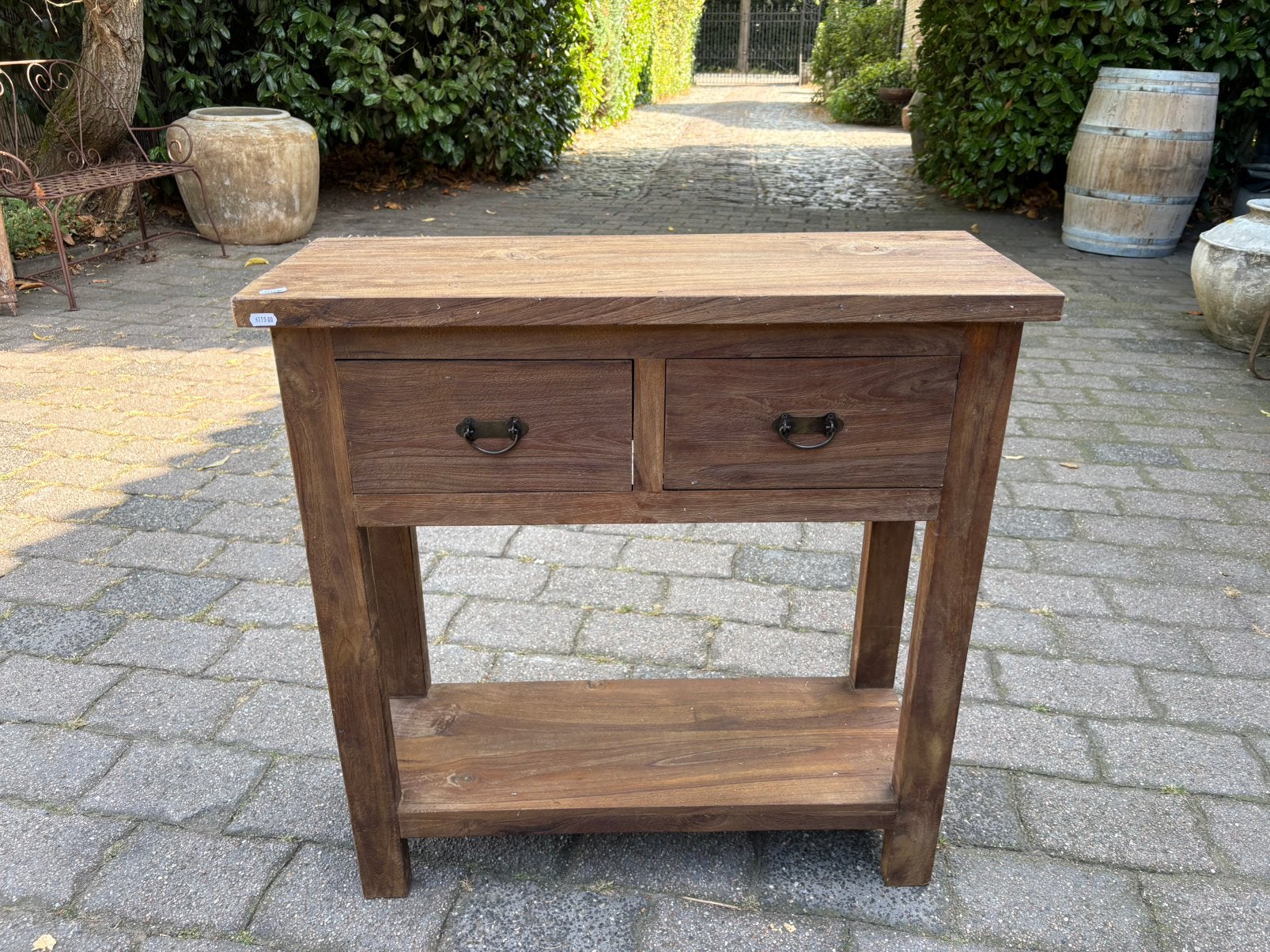 Stoere sidetable met 2 laden, Huis en Inrichting, Tafels | Sidetables, Ophalen, 50 tot 100 cm, Teakhout, Nieuw