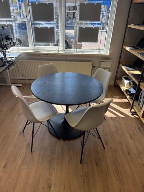 Complete eettafel set incl 4 stoelen, Ophalen, Gebruikt, 50 tot 100 cm, Rond