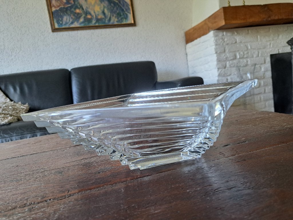 Glazen schaal  van loodkristal met uniek spiraalontwerp, Ophalen, Schaal, Vierkant, Glas