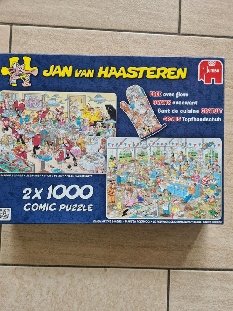 Van Haasteren, 2 x 1.000, Zeebanket en Taarten toernooi, Ophalen of Verzenden, 500 t/m 1500 stukjes, Zo goed als nieuw, Legpuzzel