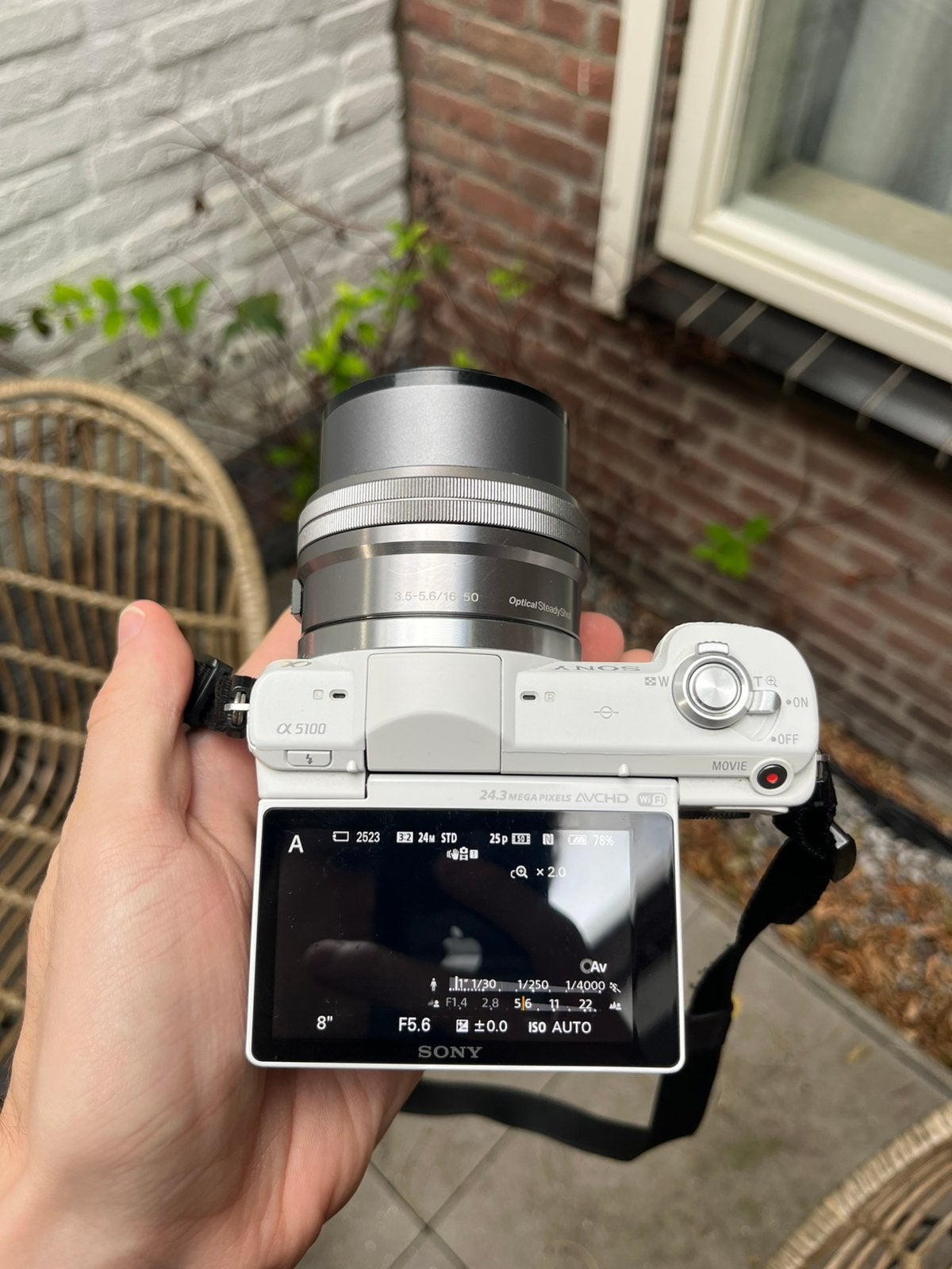 Sony A5100 Wit + 16-50mm OSS Lens + 2 Accu's, Ophalen, Zo goed als nieuw, Compactcamera, 24 megapixels