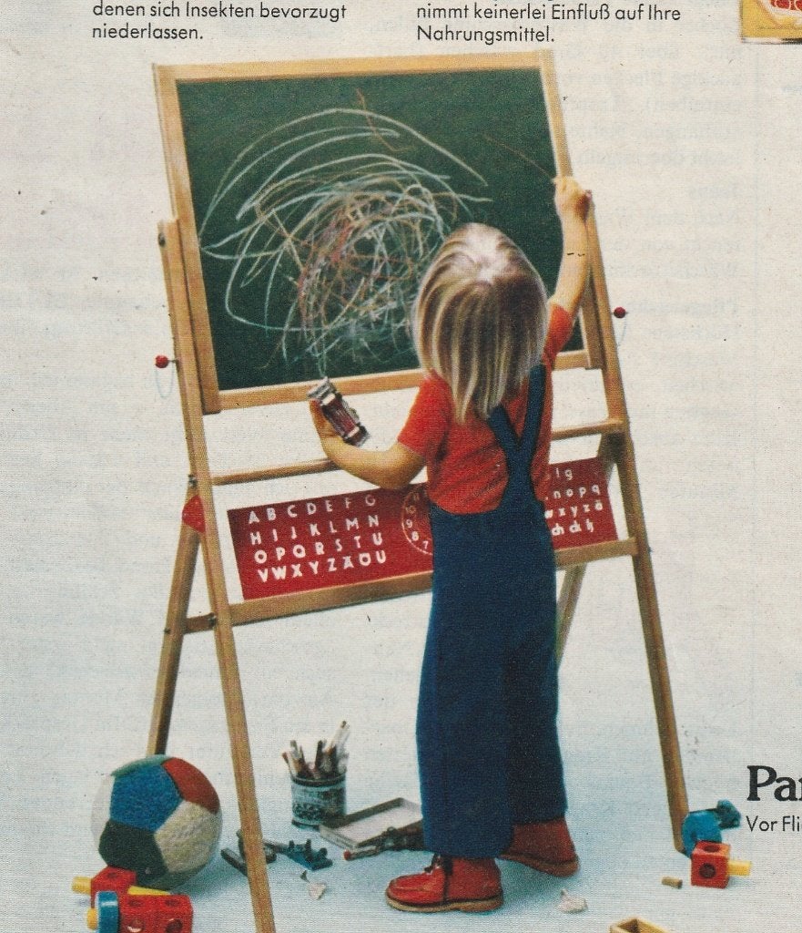 Retro reclame 1975 Paral spray jongetje bij schoolbord, Verzenden, Overige typen