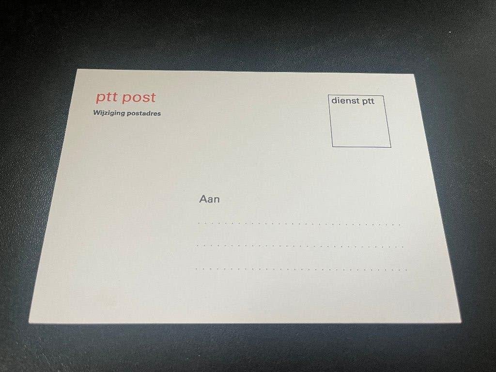 Dienst PTT wijziging postadres, briefkaart, Postzegels en Munten, Brieven en Enveloppen | Nederland, Verzenden, Briefkaart