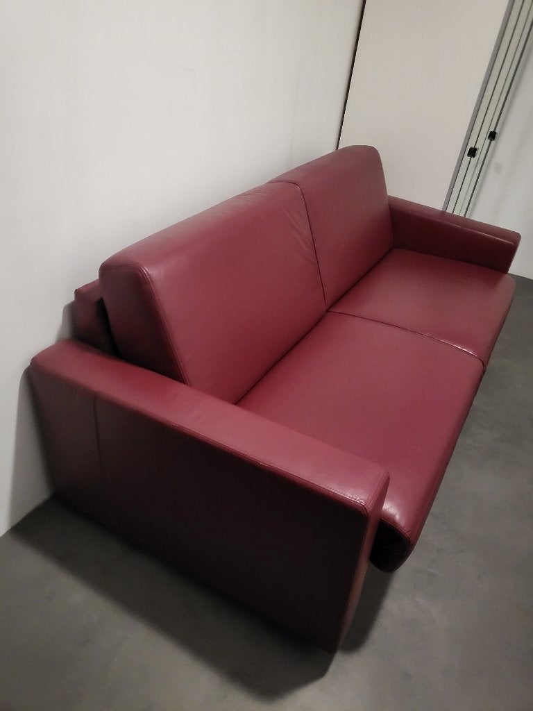 2 zits lederen bank met luxe opklapbed inklapbed slaapbank, Huis en Inrichting, Ophalen, Tweepersoons, 140 cm, Zo goed als nieuw