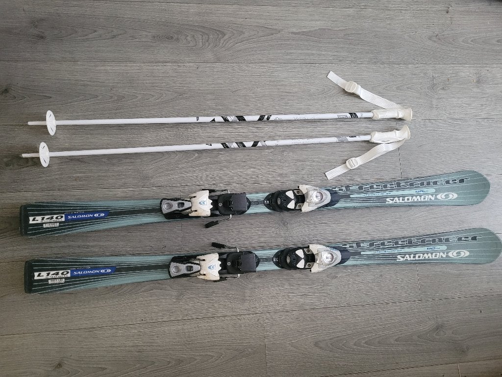 SALOMON Streetracer 7 carve ski's 140cm met stokken ~ HH6700, Ophalen, 140 tot 160 cm, Gebruikt, Salomon