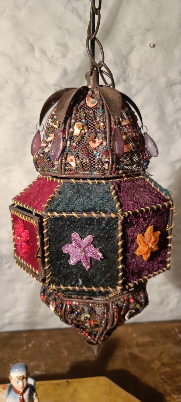 Vintage Marokkaanse Hanglamp - Hippie Stijl - Ø22x38cm, Ophalen of Verzenden