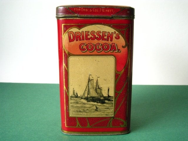 A. Driessen cacao blik 1/2 kilo Holland 1920, Verzamelen, Ophalen of Verzenden, Gebruikt, Overige